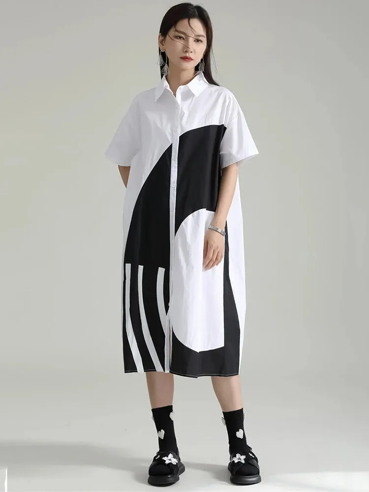 Women's Comfortable Chic White Oversized Blouse Dress